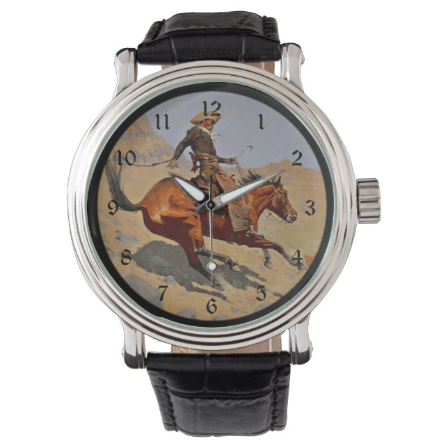Reloj De Pulsera El Cowboy, pintura de F. Remington, (Anverso)