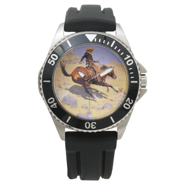 Reloj De Pulsera El Cowboy (por Frederic Remington) (Anverso)