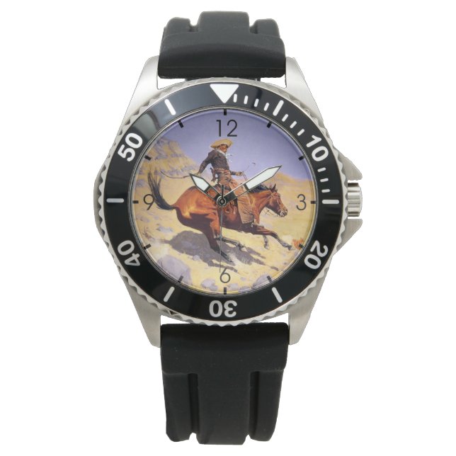 Reloj De Pulsera El Cowboy (por Frederic Remington) (Anverso)