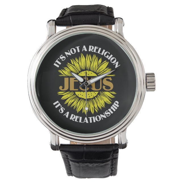 Reloj De Pulsera El Cristianismo No Es Religión Jesús Girasol (Anverso)