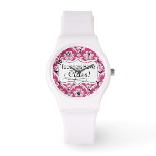 Reloj De Pulsera El damasco rosado, profesores tiene clase