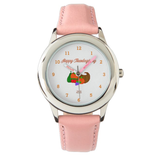 Reloj De Pulsera El día de gracias Cornucopia Kids Stainless Steel  (Anverso)