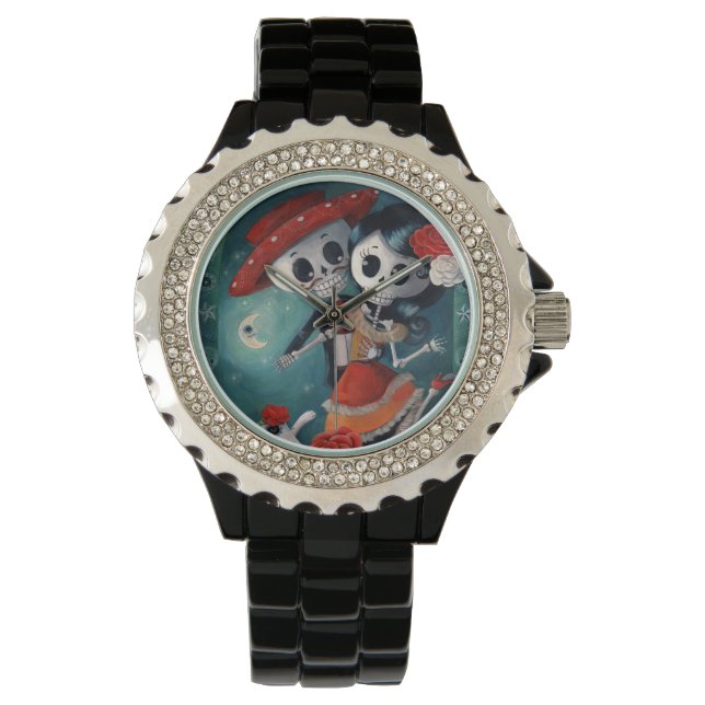 Reloj De Pulsera El día de los amantes del esqueleto muertos (Anverso)