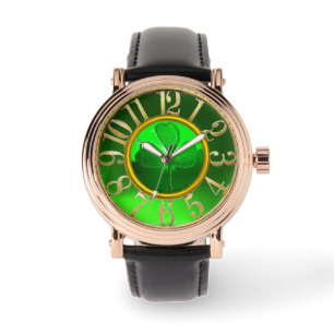 RELOJ DE PULSERA EL DÍA DE SAN PATRICK: GREEN SHAMROCK GEMSTONE JEW