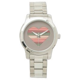 Reloj De Pulsera El día de San Valentín de Heart Love Striped