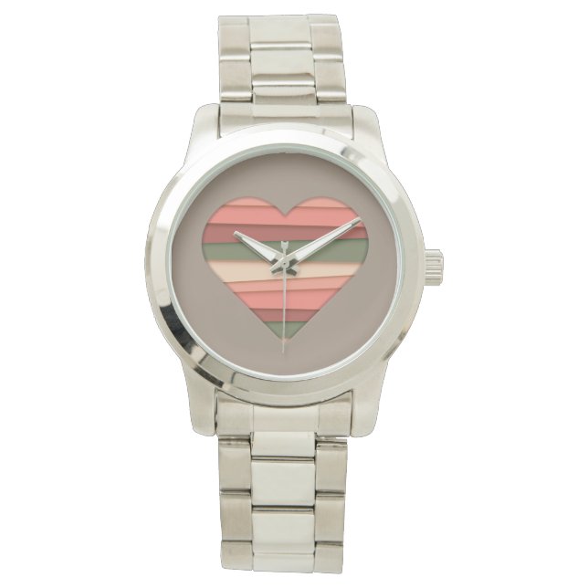 Reloj De Pulsera El día de San Valentín de Heart Love Striped (Anverso)