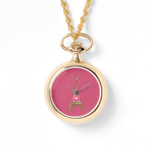 Reloj De Pulsera El día de San Valentín del corazón rosa Torre Eiff