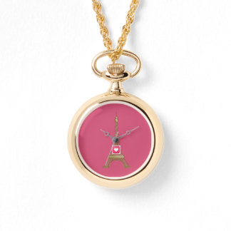 Reloj De Pulsera El día de San Valentín del corazón rosa Torre Eiff