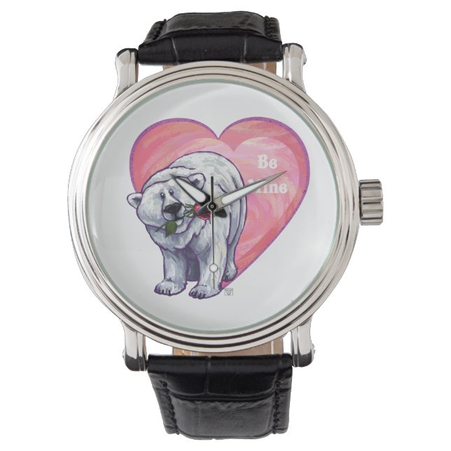 Reloj De Pulsera El día de San Valentín del oso polar (Anverso)