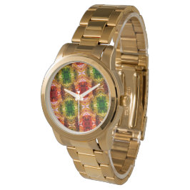 Reloj De Pulsera El dibujo redondeado genera formas rojas, verdes y