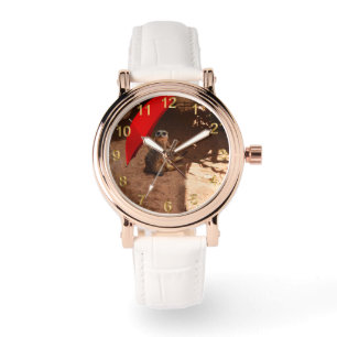 Reloj De Pulsera El divertido Sun Smart Meerkat Bajo El Paraguas,