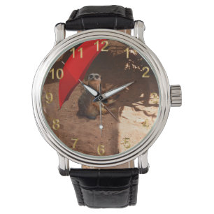 Reloj De Pulsera El divertido Sun Smart Meerkat Bajo El Paraguas,