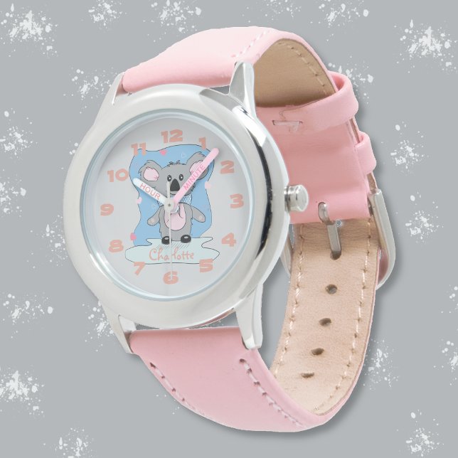 Reloj De Pulsera El dulce Personalizado Pink Koala Kid Watch (Cute koala kid watch with name . )