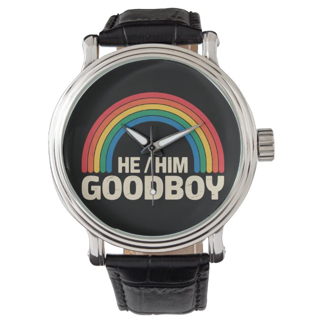 Reloj De Pulsera Él es buen chico Arcoiris aliado del orgullo gay L (Anverso)