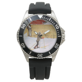 Reloj De Pulsera El Esquiador (Joven Con Esquí) (Escena De Invierno