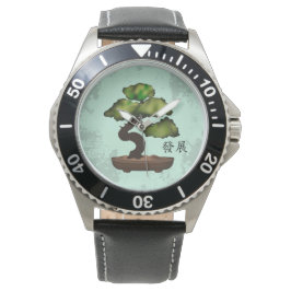 Reloj De Pulsera El fondo verde de Bonsai gris 'Crecimiento'