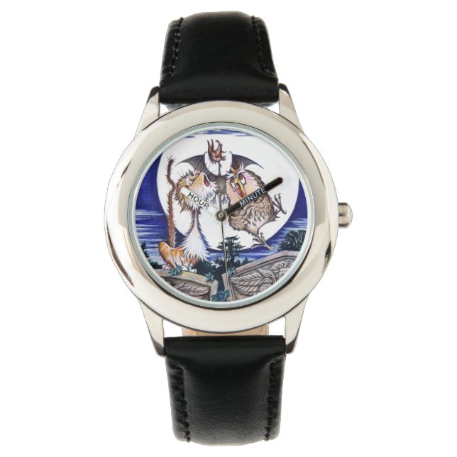 Reloj De Pulsera El gato, el murciélago y la lechuza (Anverso)