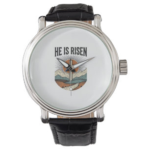 Reloj De Pulsera Él ha resucitado Cruz Amanecer Cristiano Camiseta