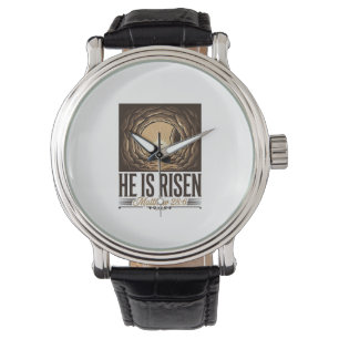 Reloj De Pulsera Él ha resucitado Tumba de Pascua Cruz Camiseta cri