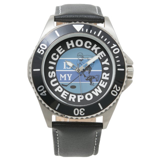 Reloj De Pulsera El Hockey Sobre Hielo Es Mi Superpotencia (Anverso)
