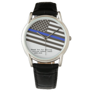 Reloj De Pulsera El hombre Blue Line fino del oficial de policía