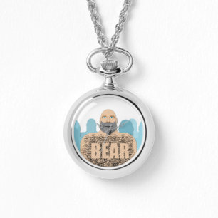 Reloj De Pulsera El hombre del cuerpo del oso peludo de SlipperyJoe