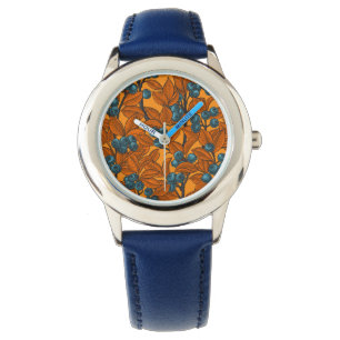 Reloj De Pulsera El jardín de arándanos, azul y naranja