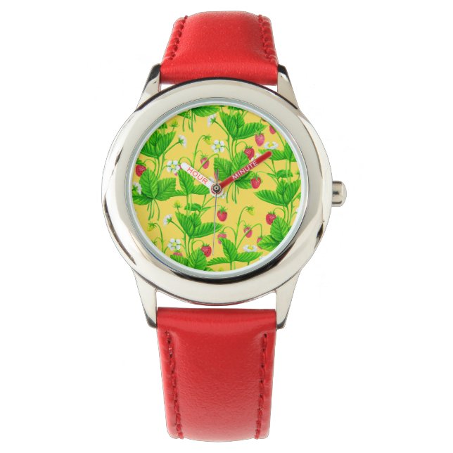 Reloj De Pulsera El jardín de fresas en amarillo (Anverso)
