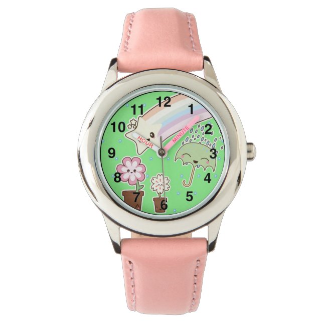 Reloj De Pulsera El jardín meteorológico de Kawaii tan lindo patrón (Anverso)
