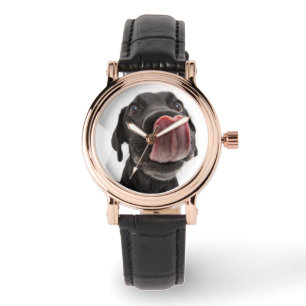 Reloj De Pulsera El labrador negro toca la nariz