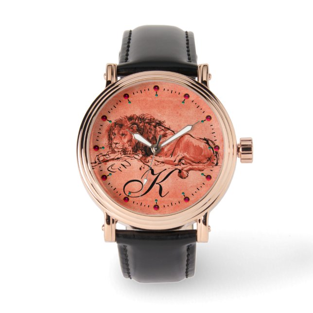 Reloj De Pulsera EL LEÓN DEL CABO SE ESTÁ MINANDO, Monograma rojo a (Anverso)