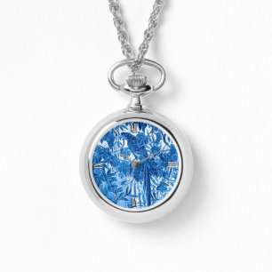 Reloj De Pulsera El loro en la jungla, azul índigo y blanco