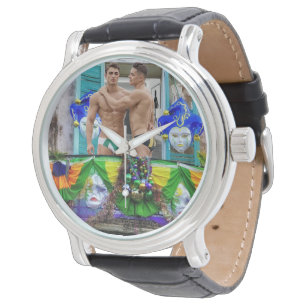 Reloj De Pulsera El Mardi Gras de SlipperyJoe enmascara abalorios d