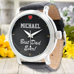Reloj De Pulsera El mejor padre siempre nombre personalizado Corazó<br><div class="desc">Personalizar el texto y crea fácilmente tu reloj personalizado. Haga clic en EDIT para cambiar el color del texto. Puede TRANSFERIR este DISEÑO a otros productos de Zazzle y ajustarlo para que se ajuste a la mayoría de los artículos de Zazzle. Los diseños de Standard Studio se realizan en gráficos...</div>