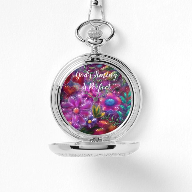 Reloj De Pulsera El momento de Dios es perfecto para la floral pers (Anverso)
