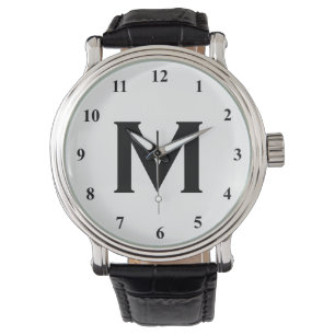 Reloj De Pulsera El monograma blanco y negro mira personalizable