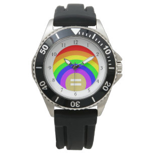 RELOJ DE PULSERA EL ORGULLO GAY LGBTQ COLORES DE RAINBOW TIEMPO PAR