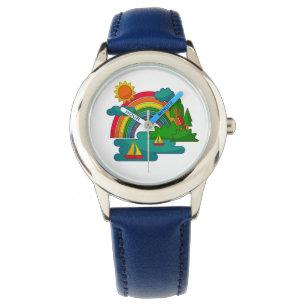 Reloj De Pulsera El paisaje de los viajes en barco bajo las nubes d