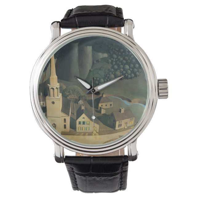 Reloj De Pulsera El Paseo Medianoche De Paul Revere Por Grant Wood (Anverso)