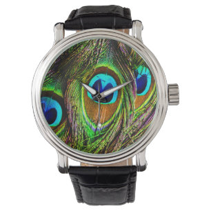 Reloj De Pulsera El pavo real empluma la invasión