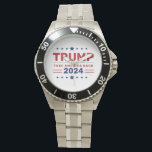 Reloj De Pulsera El personalizado Donald Trump 2024 recuperó a Esta<br><div class="desc">¡Muéstrele su apoyo con estilo a nuestro Personalizado Donald Trump 2024, vuelva a mirar a Estados Unidos! Este audaz artículo presenta el eslogan Take America Back, que hace una declaración de patriotismo y compromiso con las elecciones de 2024. Con un diseño de cara de reloj de personalizable y materiales duraderos...</div>