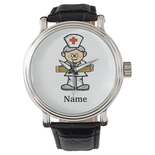 Reloj De Pulsera ¡El Personalizar Gray Hair Male Nurse Watch! (Anverso)