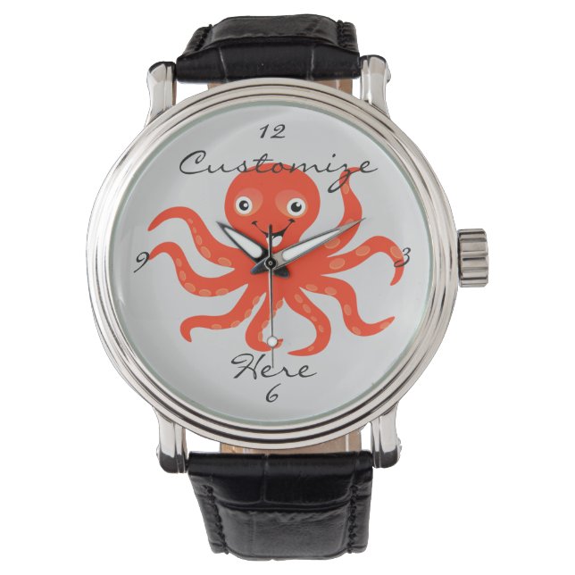 Reloj De Pulsera El pulpo sonriente rojo agudo Thunder_Cove (Anverso)