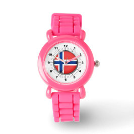 Reloj De Pulsera El Purpurina rosado de un niño ve la bandera de No