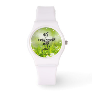 Reloj De Pulsera Él restaura mi alma bíblica verse