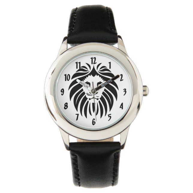 Reloj De Pulsera El rey del león de la jungla cara en negro (Anverso)