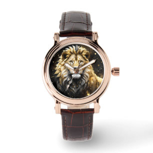 Reloj De Pulsera El Rey: Oro Majestuoso Y León Masculino Gris,