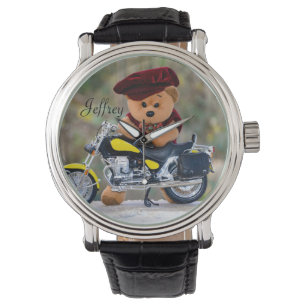 Reloj De Pulsera El Teddy del motociclista - con tu nombre -