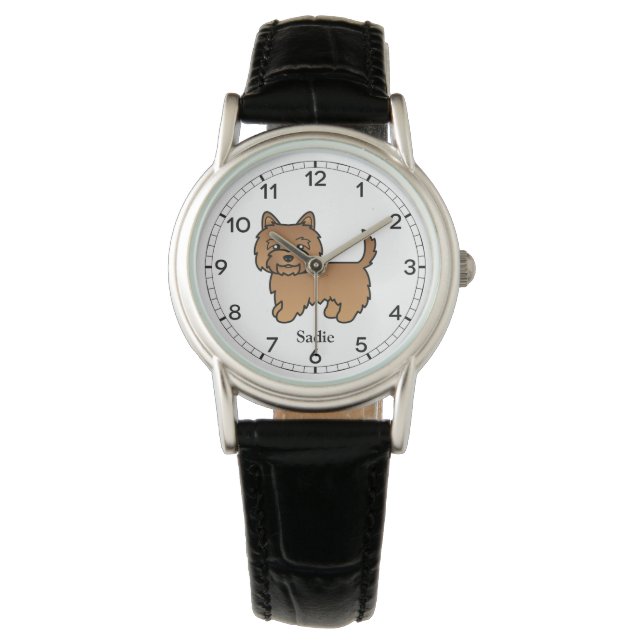 Reloj De Pulsera El Terrier Rojo De Cairn Cute Cartog Perro Y Nombr (Anverso)