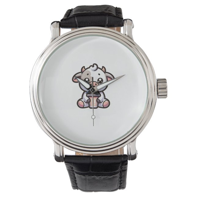 Reloj De Pulsera El timo de leche lindo Lover Pequeño ternera conge (Anverso)